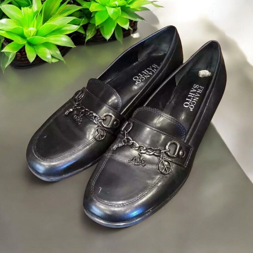 Franco sarto Love And Peace charm Black loafers Women’s Size 6.5